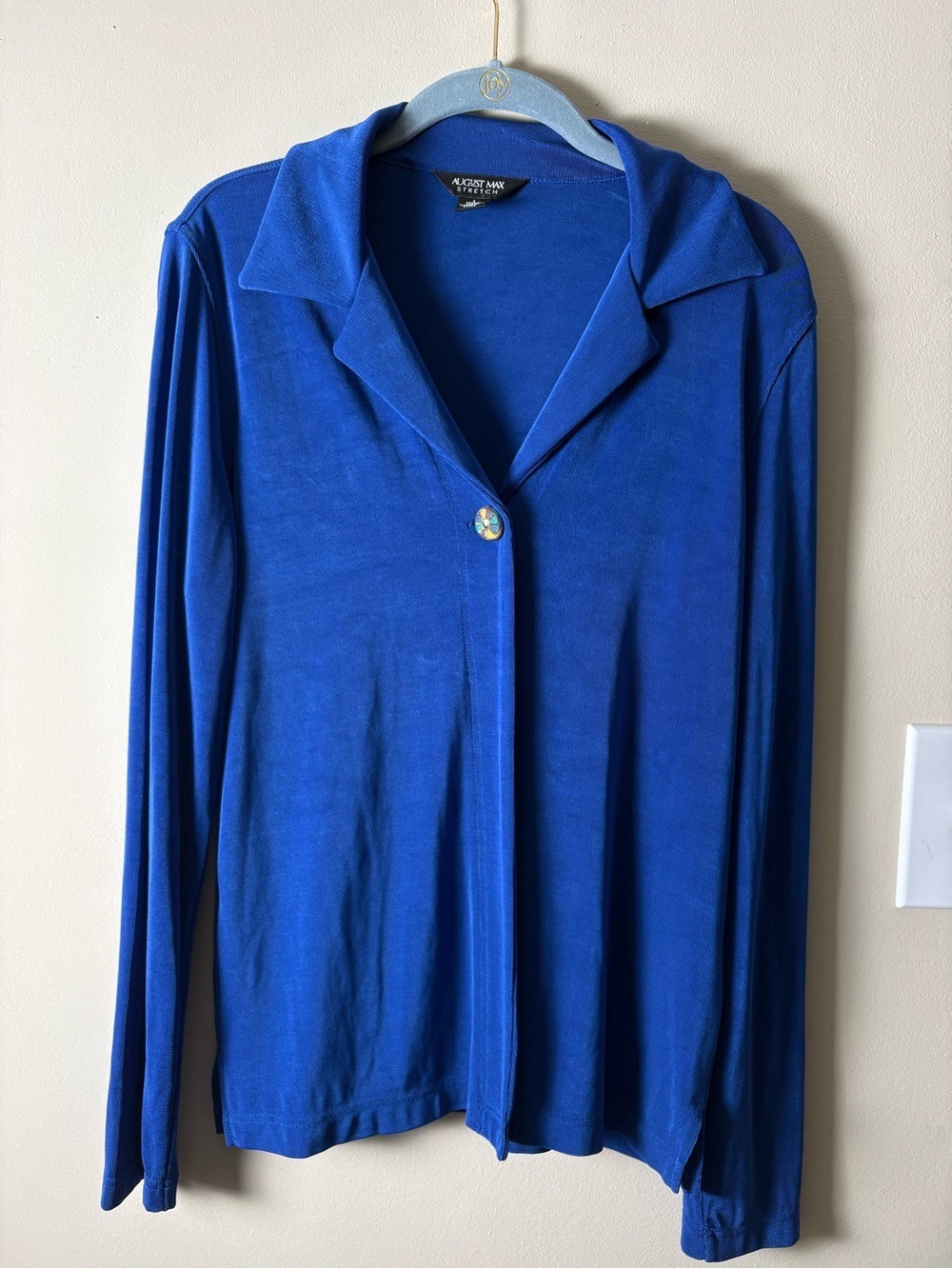 August Max Cobalt Blue Long Sleeve Button-Front Shirt